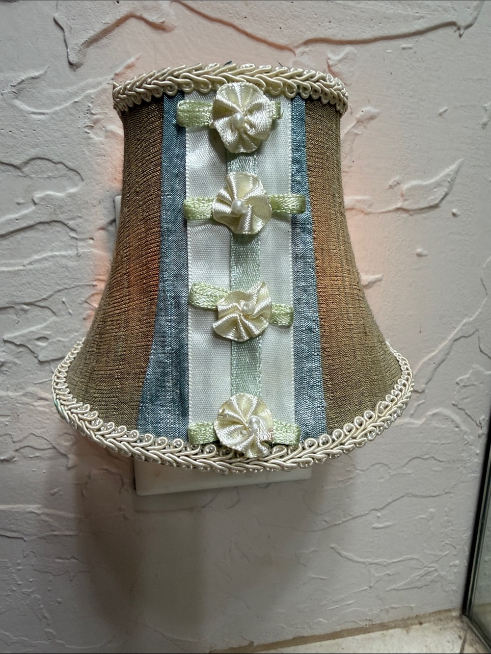 Decorative Fabric Wall Sconce Shade in Beige and Blue